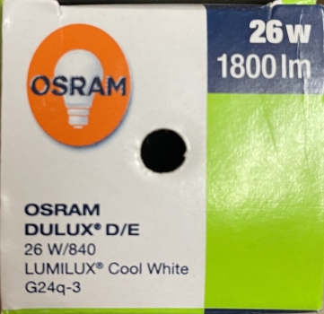 Kompaktlampe Sparlampe OSRAM Dulux D/E 26W-4000K G24q-3